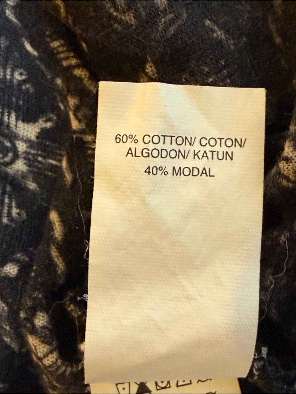 Lucky Brand 2X Black Cream Mixed Print Lace Back Boho Top - Picture 8 of 10